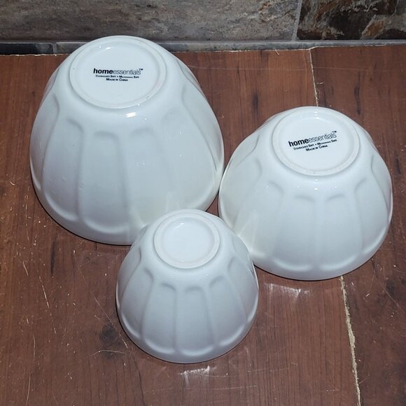 Home Essentials White Dinnerware Bowl Measure Mix Lick the Bowl Set of 3 - Picture 4 of 9